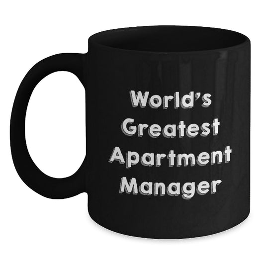 Funny World's Greatest Apartment Manager Gifts for Men, Unique Black Coffee Mug, Father's Day Unique Gifts from Family - Main