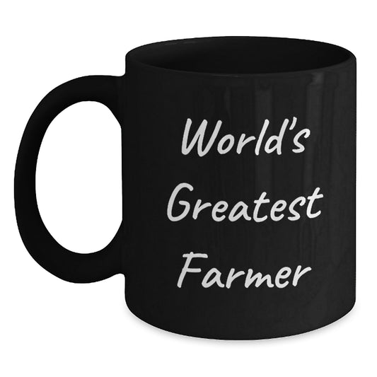 Funny Farmer Gifts from Friends for Graduation - World's Greatest Farmer Black Coffee Mug, 11oz or 15oz - Main