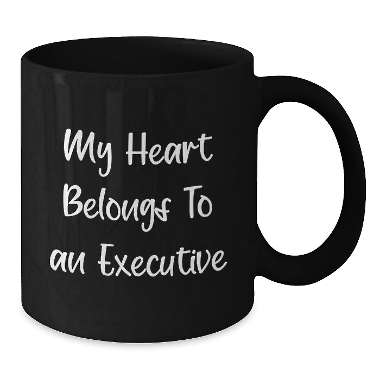 Funny Executive Gifts from Coworkers to Men, Unique Black Coffee Mugs for Christmas Unique Gifts for Him, My Heart Belongs To An Executive Quote - Additional