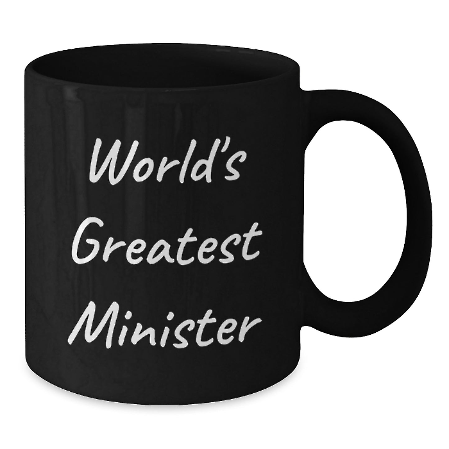 Funny World's Greatest Minister Gifts for Men, Black Coffee Mug, Christmas Unique Presents from Friends - Additional