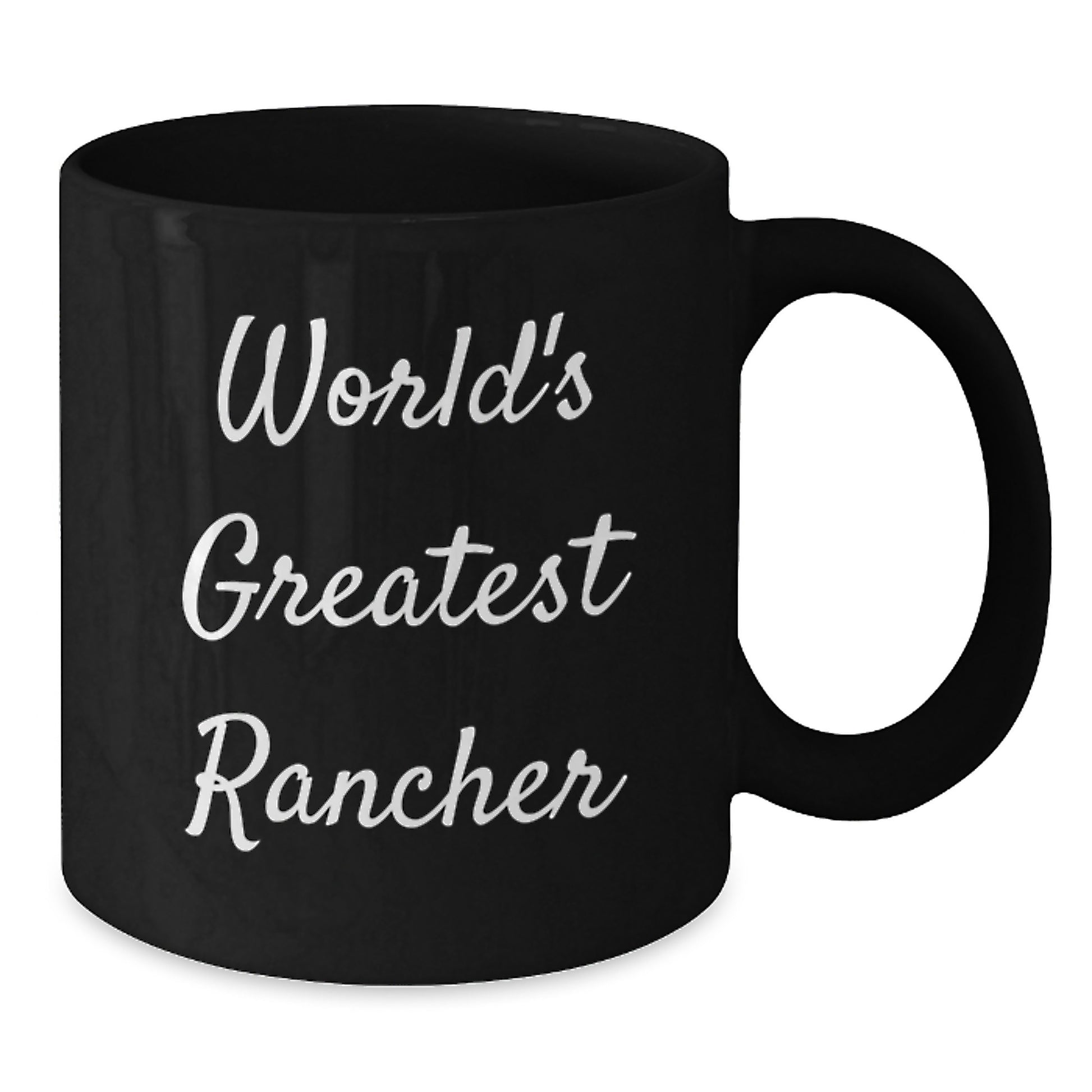 Funny Rancher Gifts for Men from Friends - 'World's Greatest Rancher' Black Coffee Mug, Birthday Unique Gifts - Additional