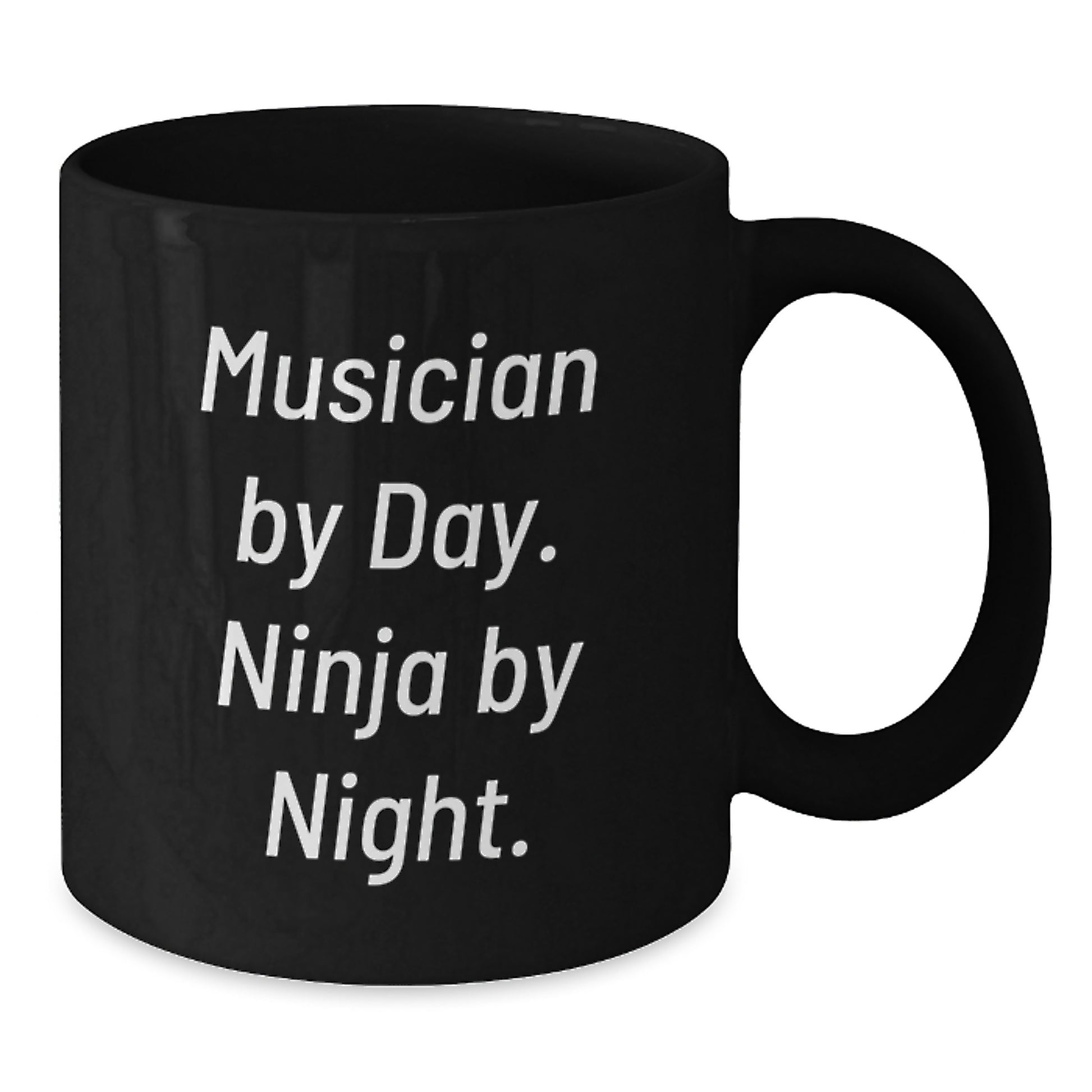 Musician Gifts for Men and Women, Black Coffee Mug, Funny Quote 'Musician By Day. Ninja By Night.' - Additional