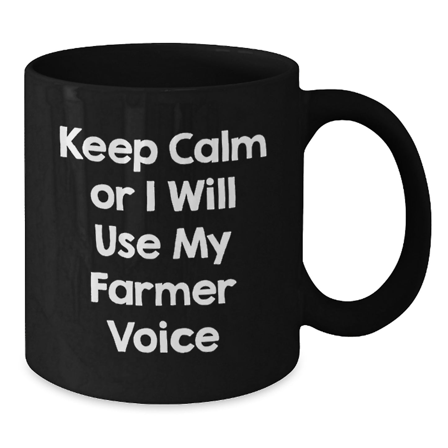 Funny Farmer Gifts from Men for Christmas Unique Black Coffee Mug - 'Keep Calm Or I Will Use My Farmer Voice' - Funny Farm-Themed Ceramic Mugs for Farmers - Additional