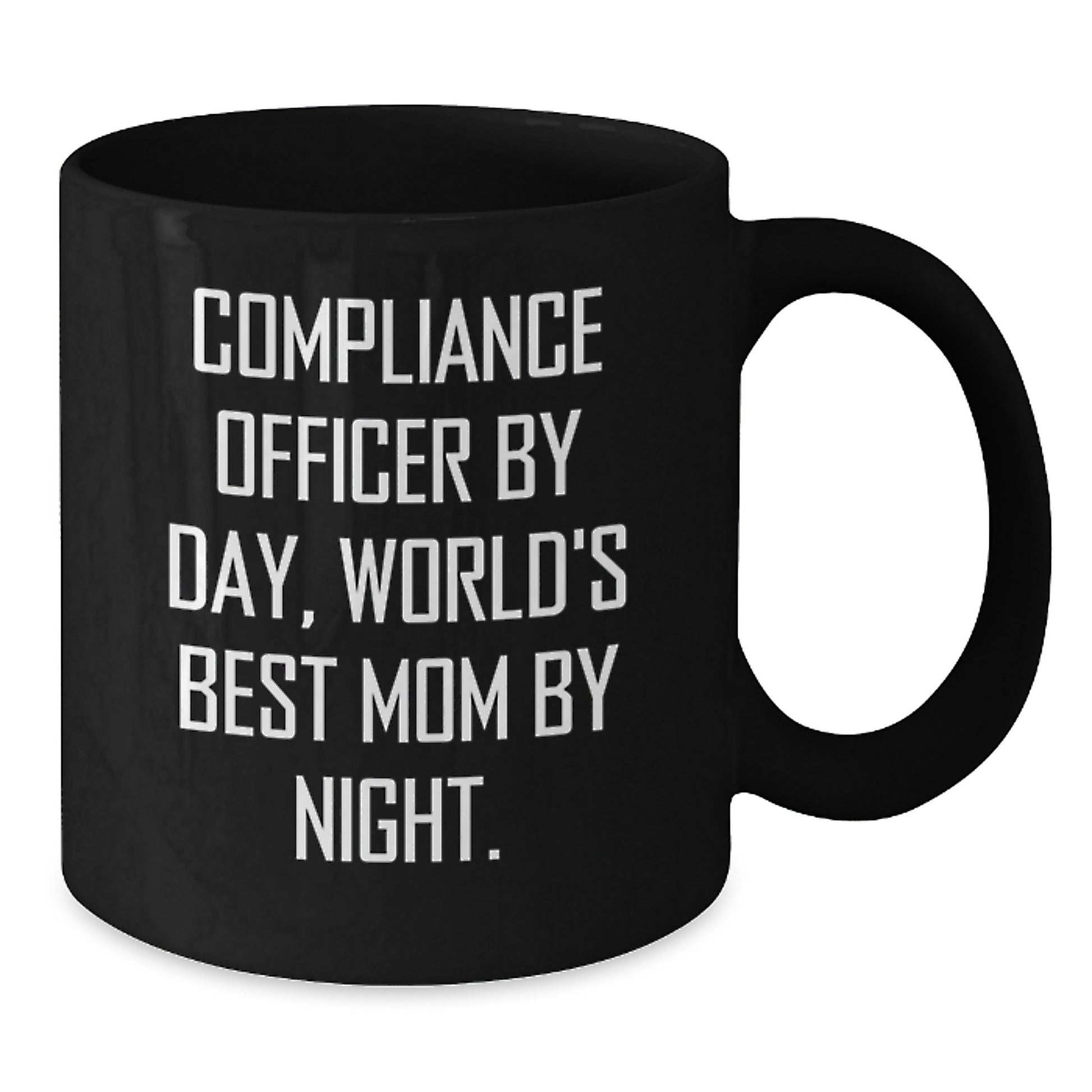 Compliance Officer Gifts from Men, Funny 'Compliance Officer By Day, World's Best Mom By Night.' Black Coffee Mug for Birthday - Additional