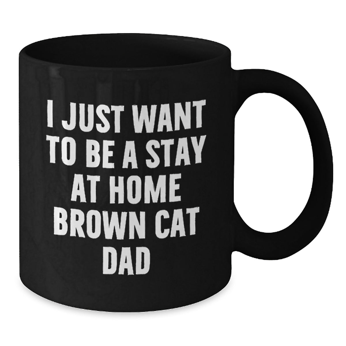 Funny Brown Cat Dad Gifts from Family for Graduation Unique Brown Cat Lover Mug, I Just Want To Be A Stay At Home Brown Cat Dad Quote on Black Coffee Mug - Additional