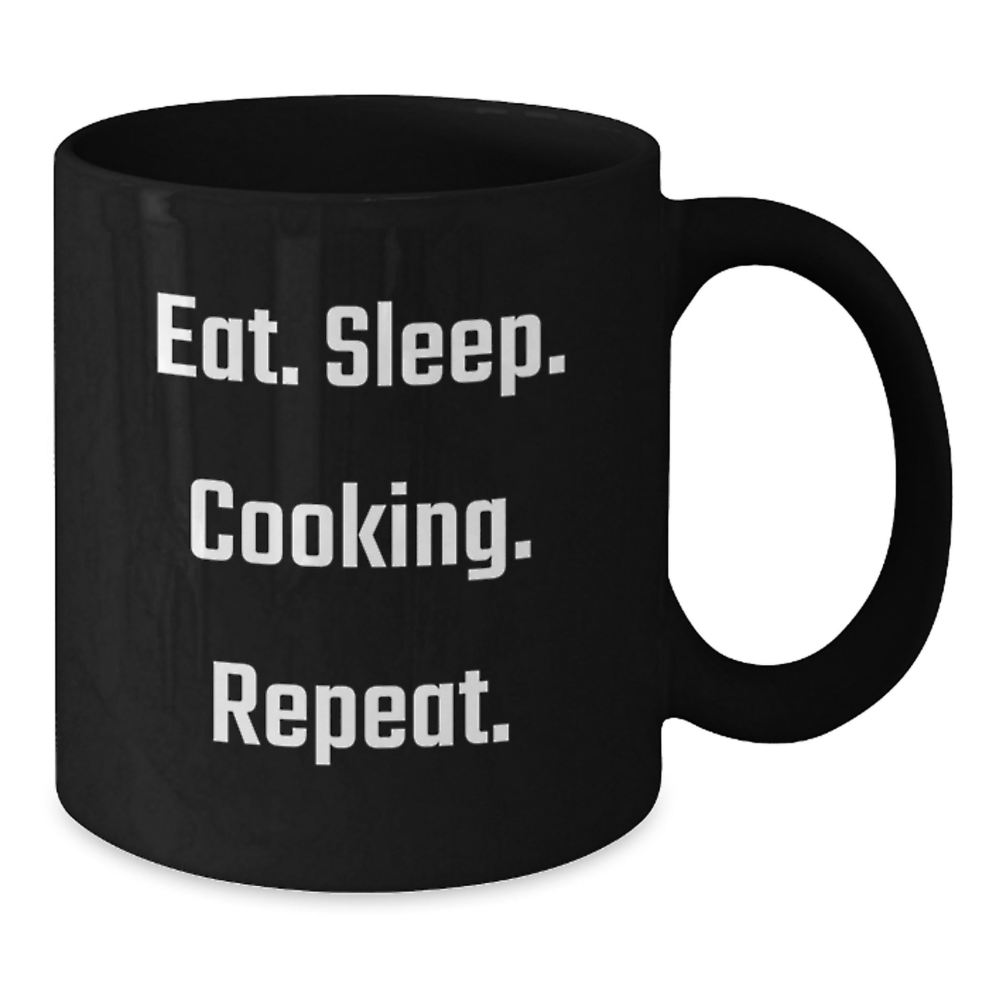 Funny Christmas Unique Gifts for Cooking Enthusiasts from Friends and Family - Eat. Sleep. Cooking. Repeat. Black Coffee Mug - Additional