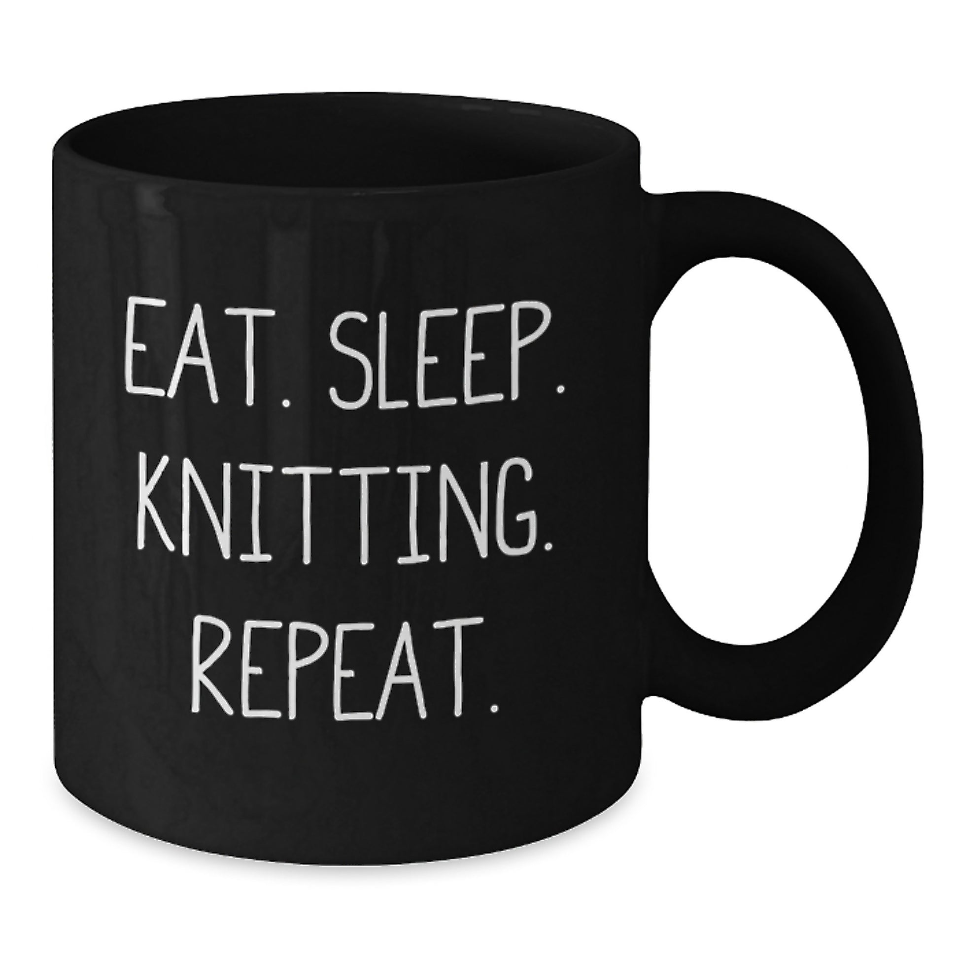 Knitting Enthusiasts Gifts from Family, Friends, or Coworkers for Knitting Lovers - Eat. Sleep. Knitting. Repeat. Black Coffee Mug, Graduation Unique Gifts for Women, Men, or Friends - Additional