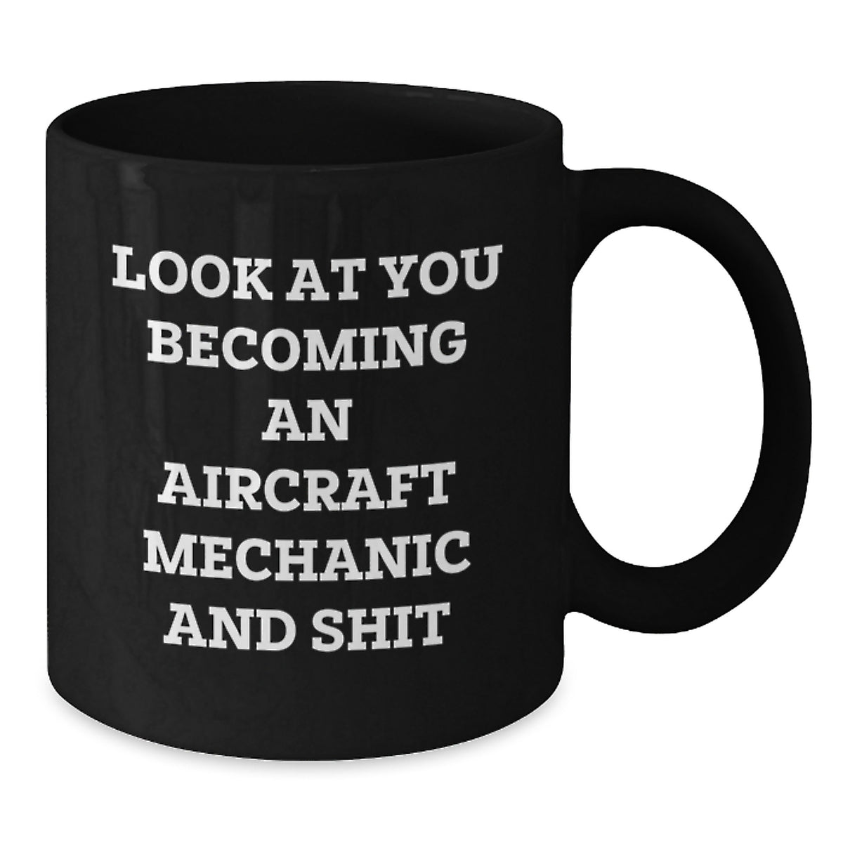 Aircraft Mechanic Humor Mug Funny Gift for Men Friends Family, Christmas Unique Aircraft Mechanic Mugs, Black Coffee Mug for Mechanic Enthusiasts, Look At You Becoming An Aircraft Mechanic And Shit - Additional