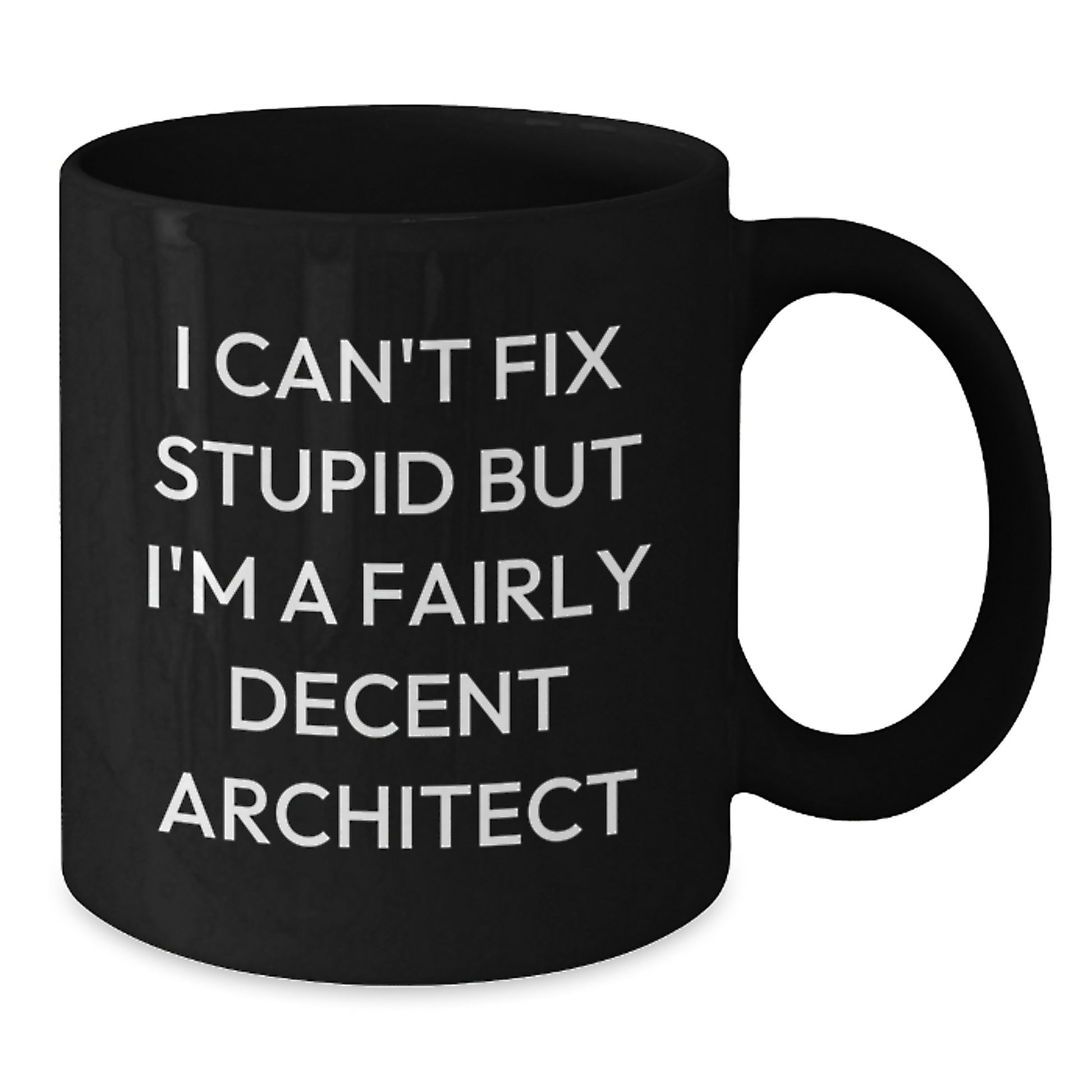 Funny Architect Christmas Unique Gifts from Friends to Men, Women and Coworkers - Black Coffee Mug 'I Can't Fix Stupid But I'm A Fairly Decent Architect' - Additional