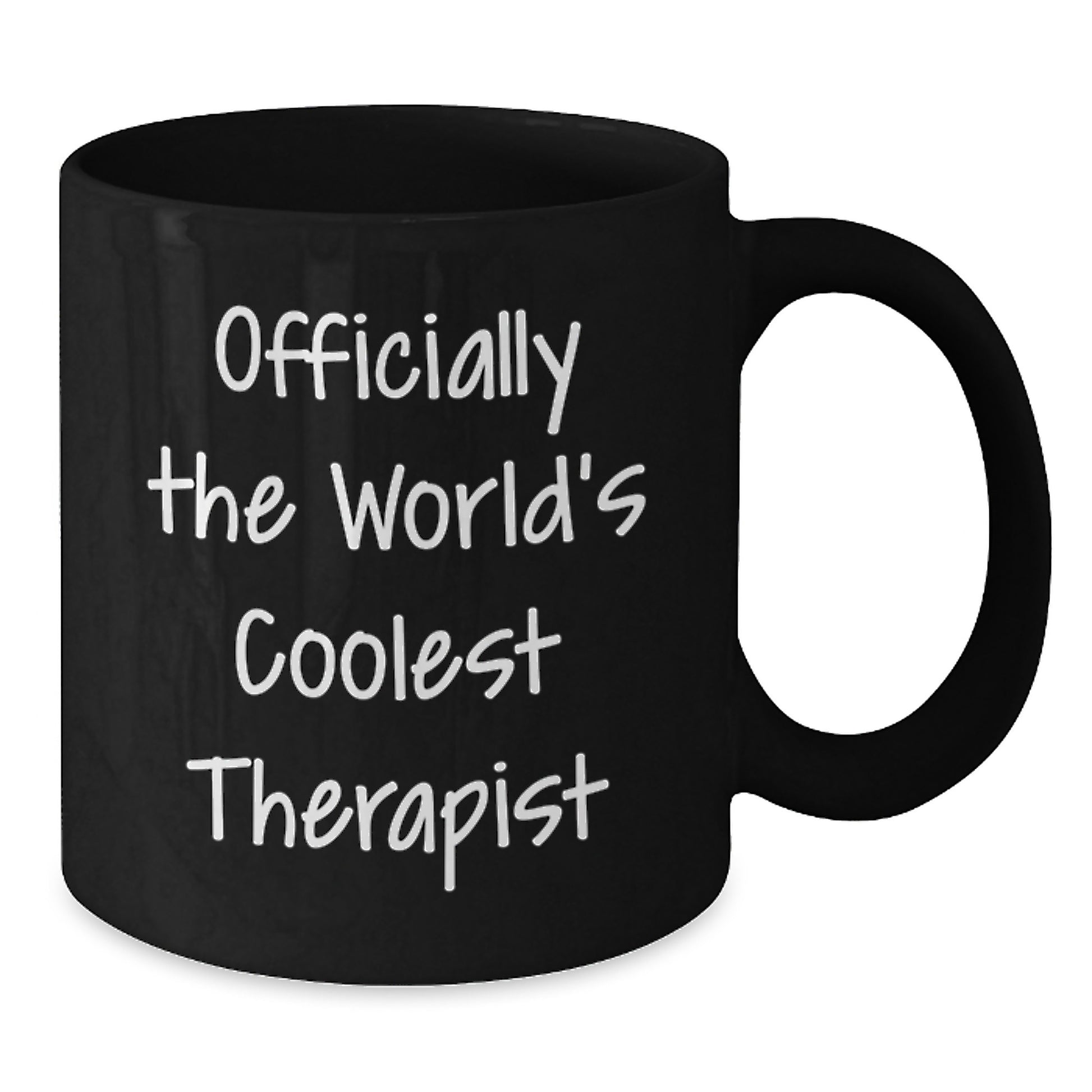 Funny Therapist Gifts from Friends - Best Black Coffee Mug for Graduation Unique - 'Officially The World's Coolest Therapist' - Additional