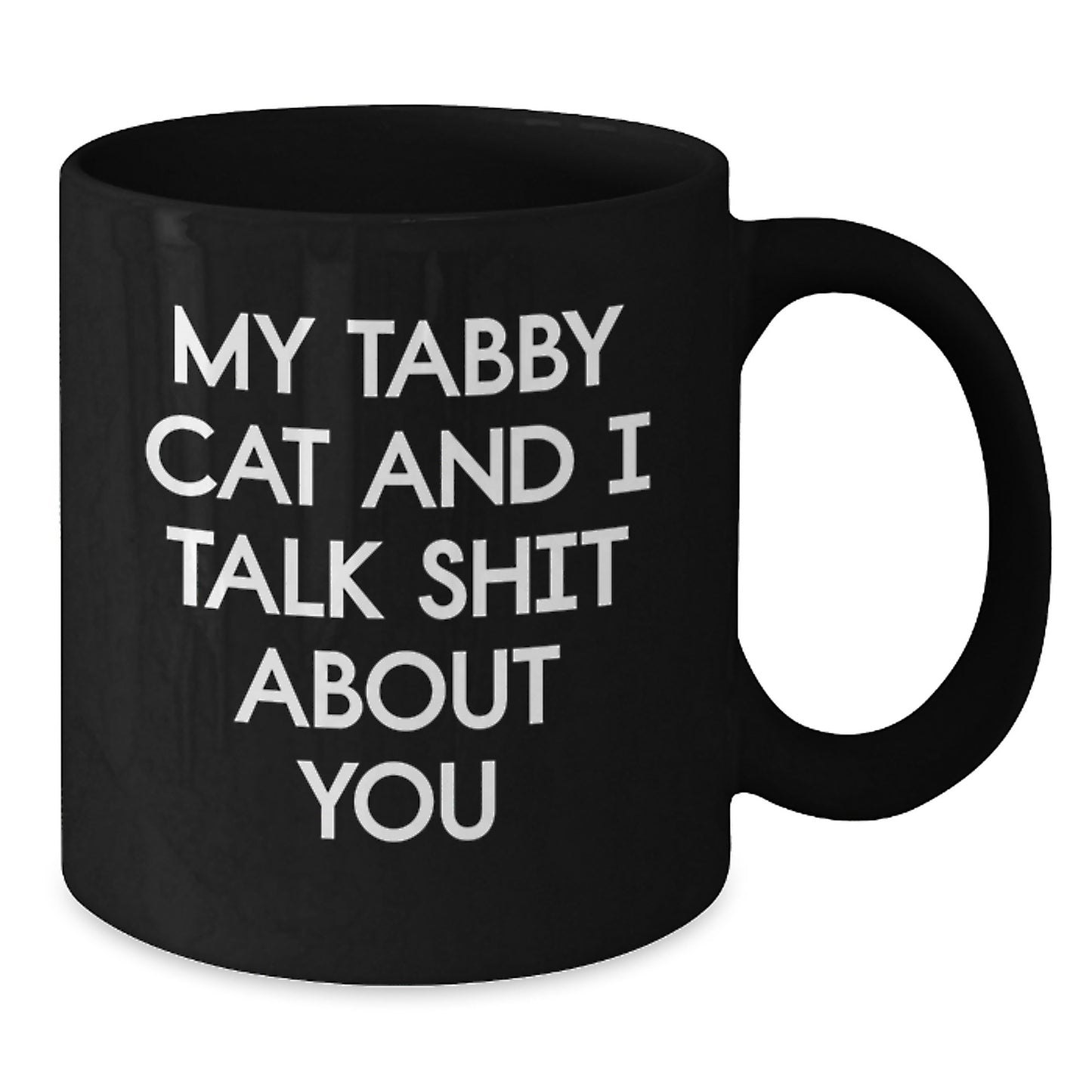 Funny Tabby Cat Black Coffee Mug Gifts from Men to Women on Mother's Day - 'My Tabby Cat And I Talk Shit About You' - Additional