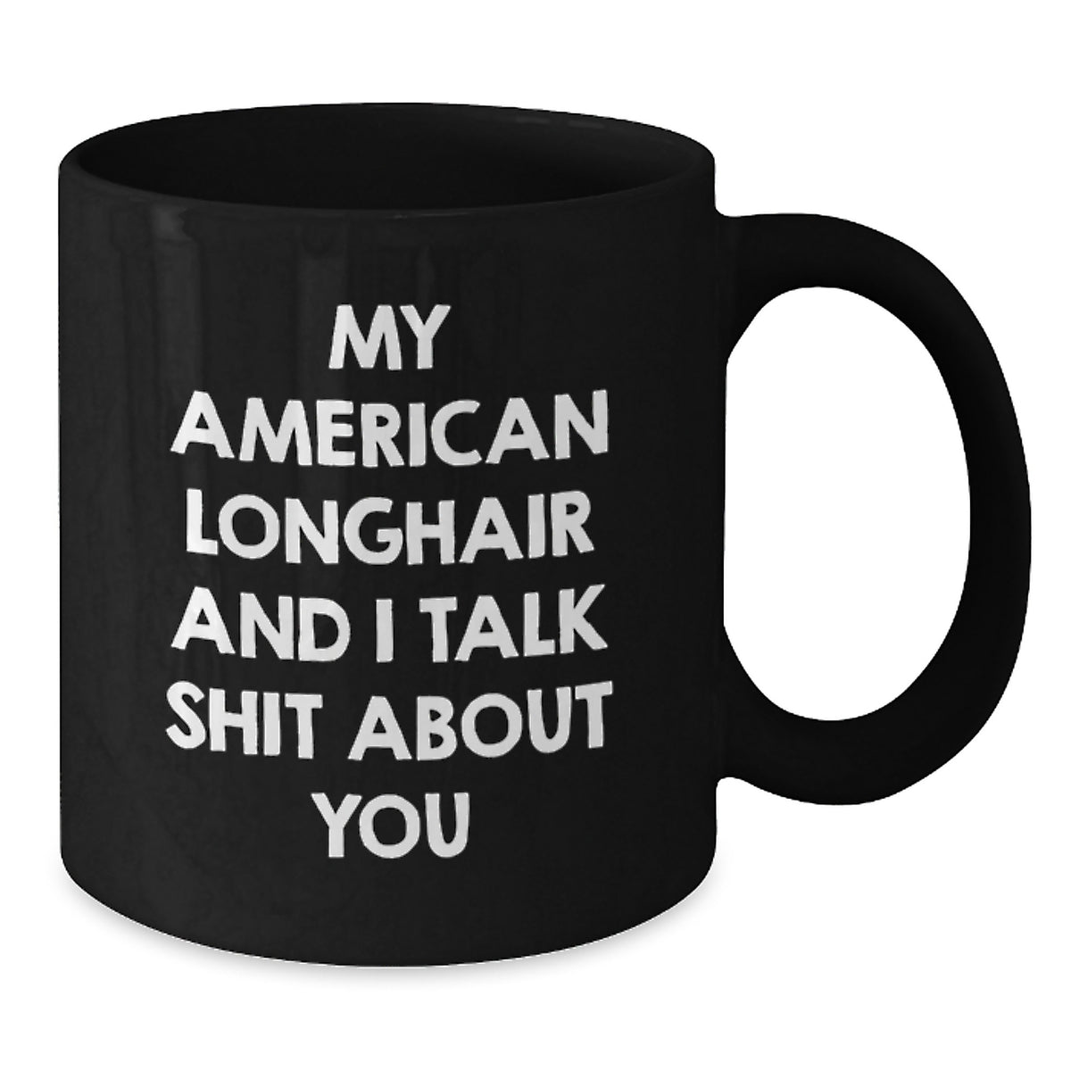 Funny American Longhair Cat Gifts for Friends, Black Coffee Mug with 'My American Longhair And I Talk Shit About You' Quote, Valentine's Unique Gifts from Men to Family - Additional