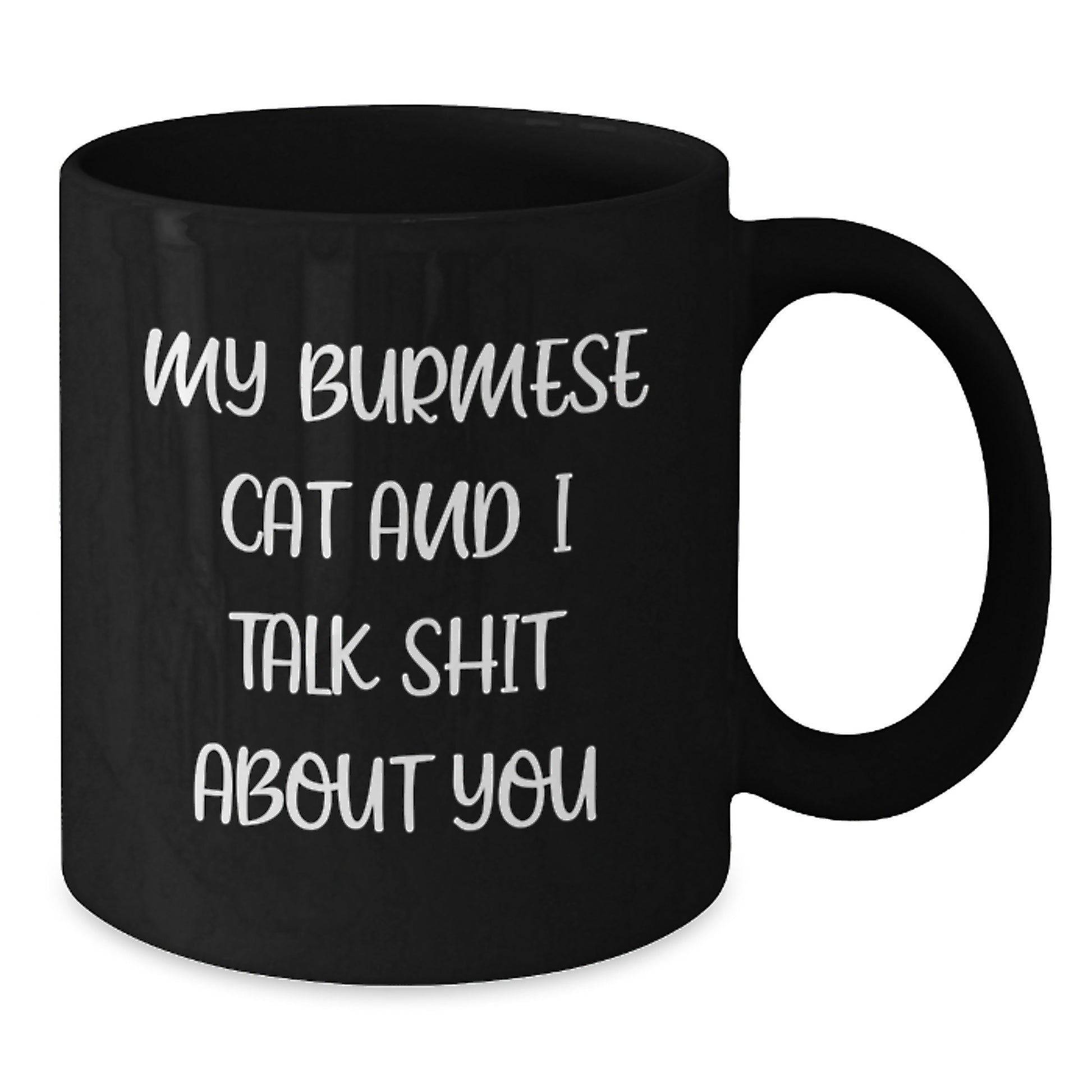 Funny Burmese Cat Gifts from Mom to Graduating Daughter, Black Coffee Mug 'My Burmese Cat And I Talk Shit About You' - Additional