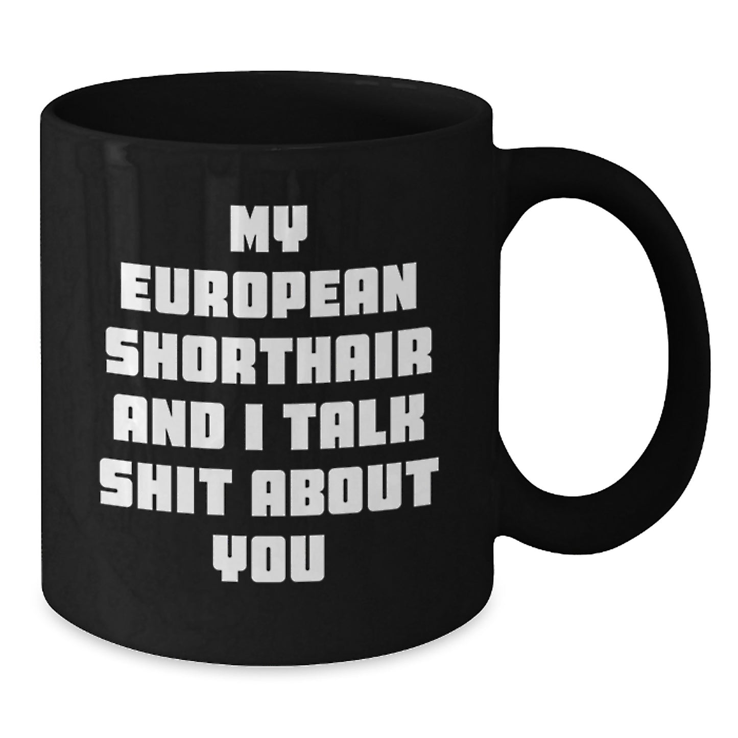 Funny European Shorthair Cat Gifts for Men, Women, and Friends - Black Coffee Mug, European Shorthair Cat Lover, Graduation Unique Gifts from Family - Additional