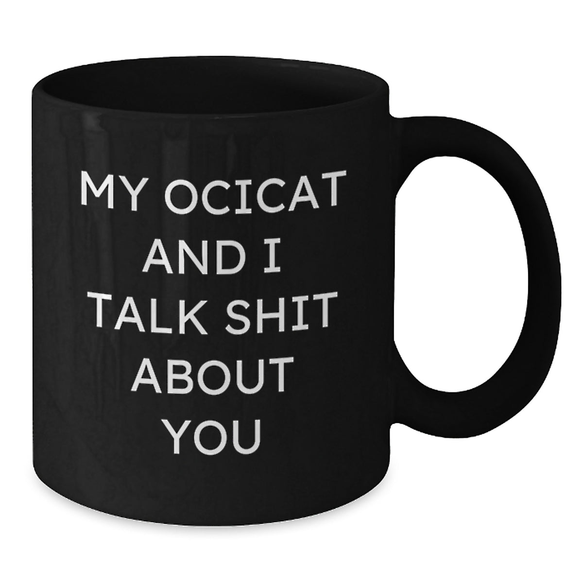Funny Ocicat Black Coffee Mugs Gifts for Friends from Family, Unique Christmas Unique Gifts for Ocicat Lovers, I and My Ocicat Talk Shit About You - Additional