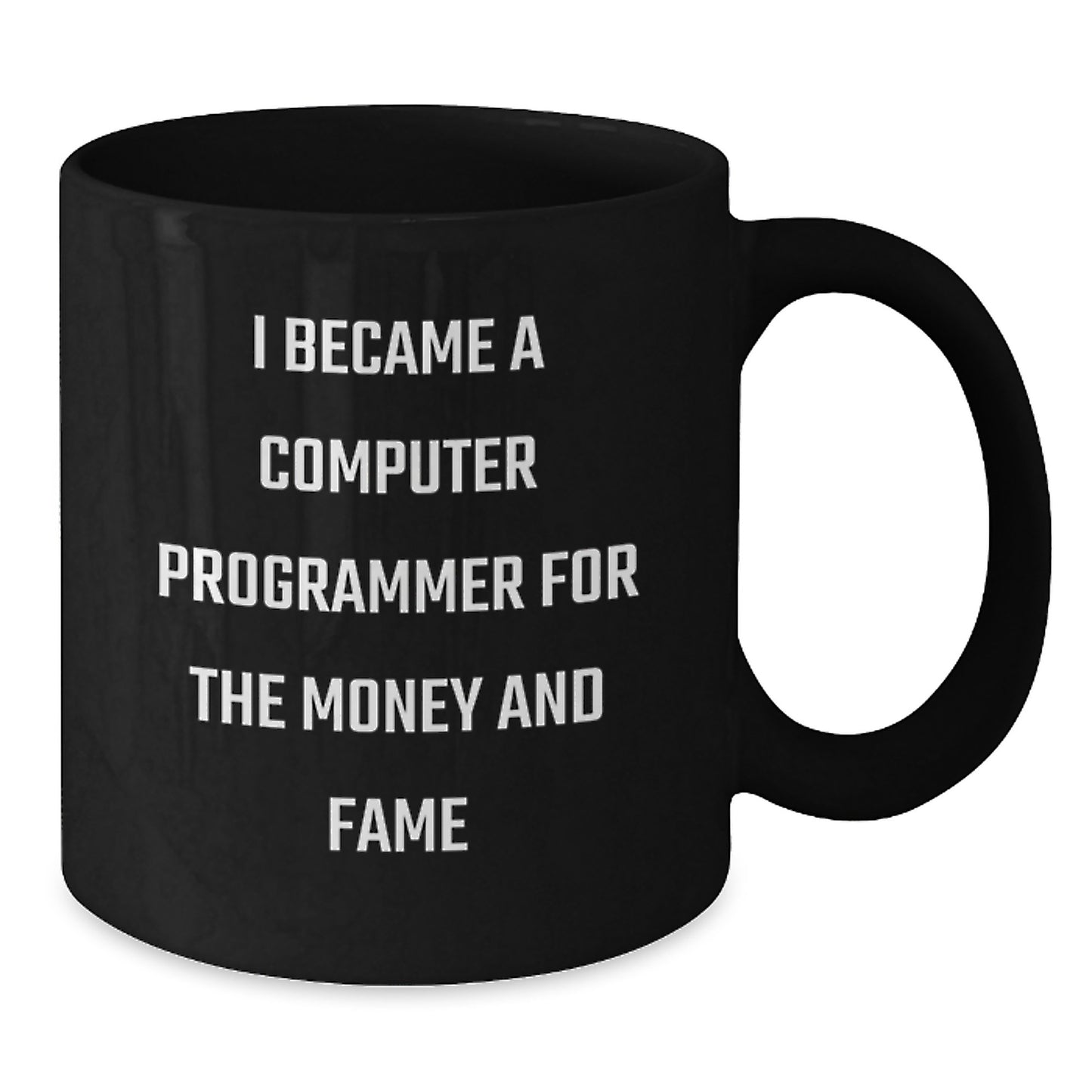 Funny Quote for Computer Programmer Friends, Birthday Unique Gifts for Men, Black Coffee Mug with I Became A Computer Programmer For The Money And Fame, Computer Programmer Gifts from Friends - Additional
