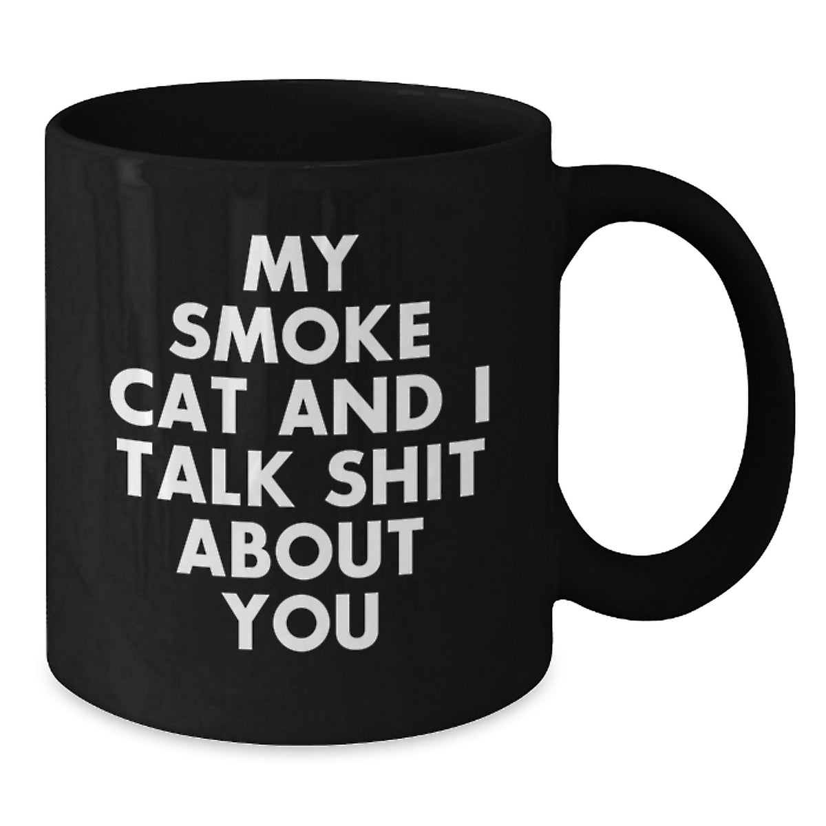 Funny Smoke Cat Gifts for Smoke Cat Enthusiasts, Black Coffee Mug, 'My Smoke Cat And I Talk Shit About You', Gifts from Friends and Family for Christmas - Additional