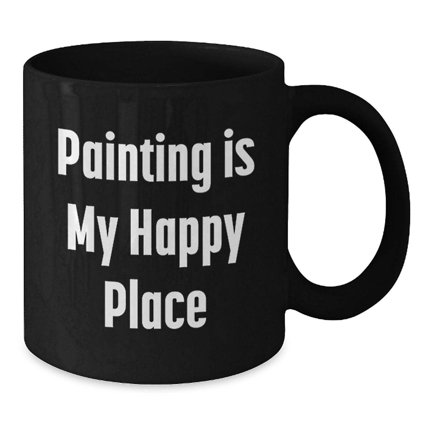 Graduation Gift Painting Is My Happy Place Black Mug for Her Present - Additional
