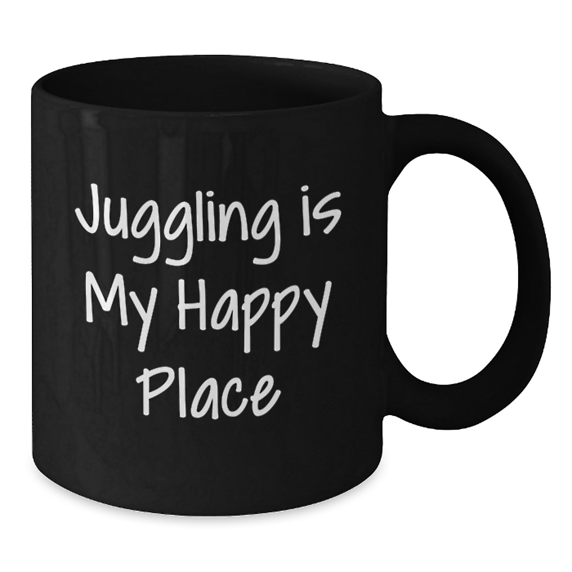 Juggling Enthusiast's Funny Coffee Mug Gifts from Friends to Juggling Graduates, Juggling Is My Happy Place, Black Ceramic Mug - Additional