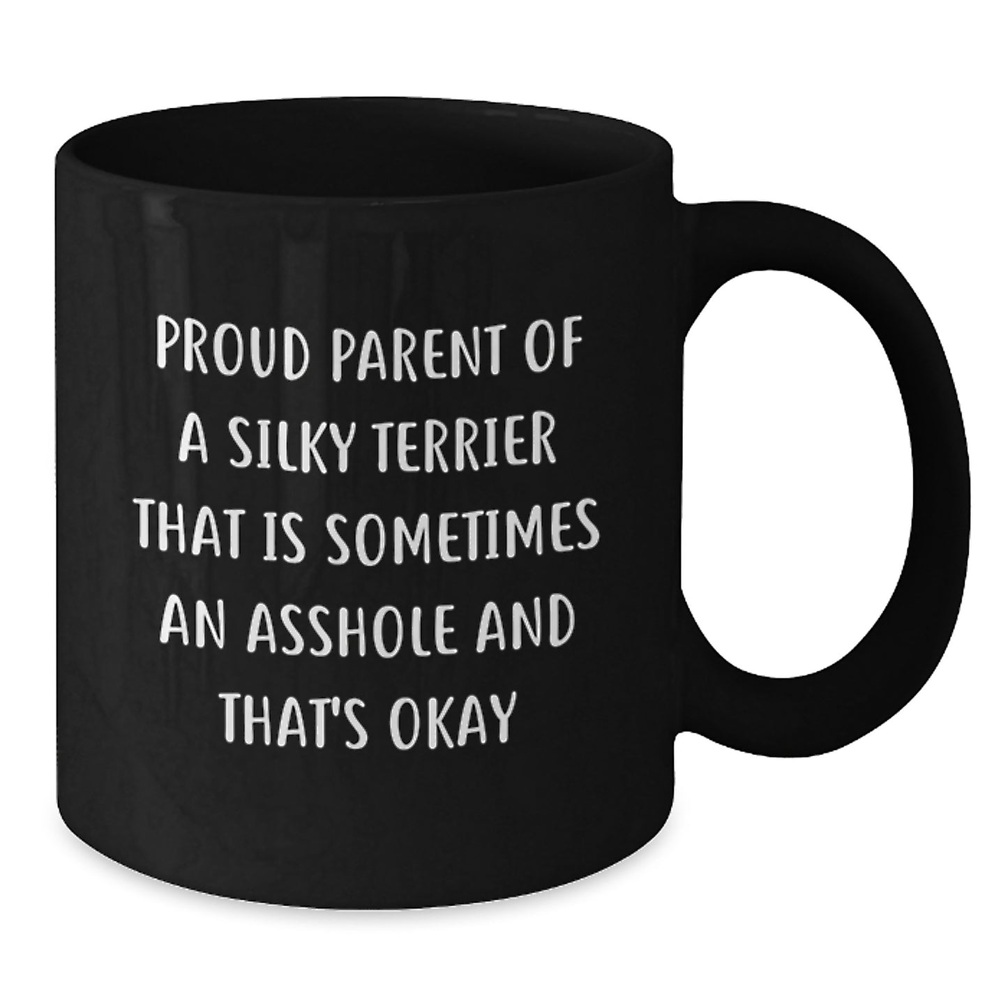Funny Silky Terrier Dog Lover Gifts for Men from Proud Parents, Black Coffee Mug for Birthday Unique Presents - Additional