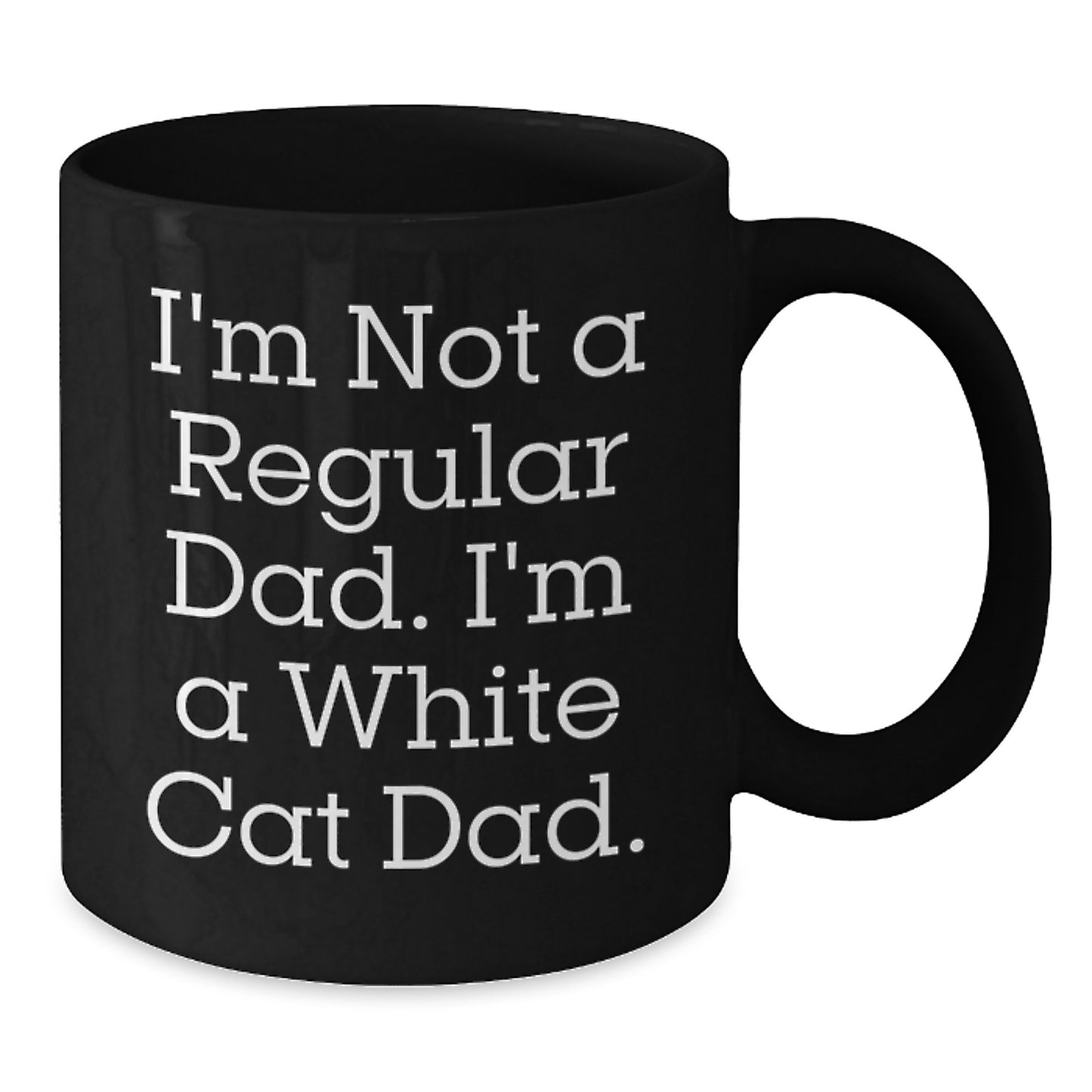 Funny White Cat Dad Black Coffee Mug Gifts for Men Women Friends Coworkers Family Unique Christmas - Additional