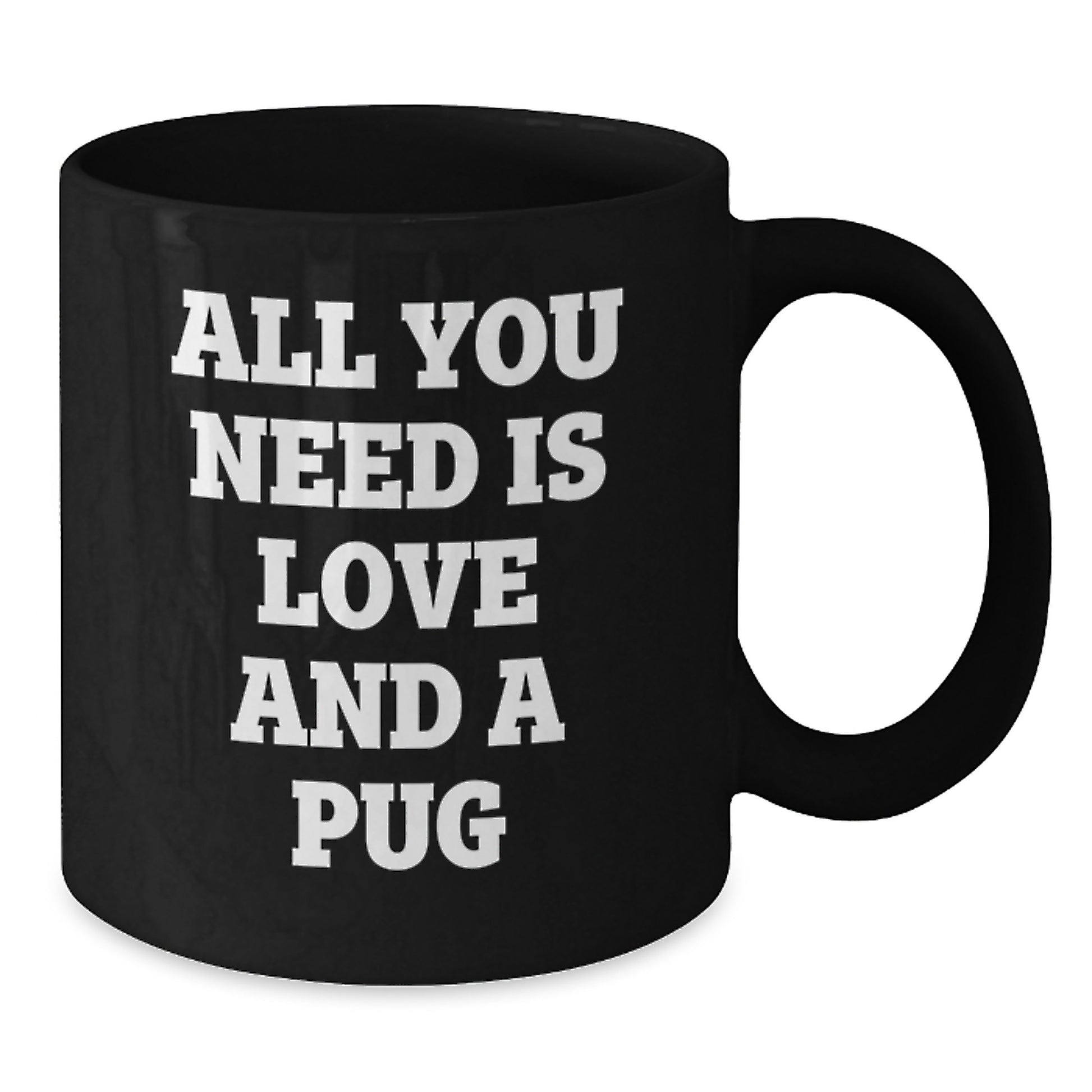 Funny Pug Dog Gifts for Men from Friends and Family - All You Need Is Love And A Pug Black Coffee Mug - Additional