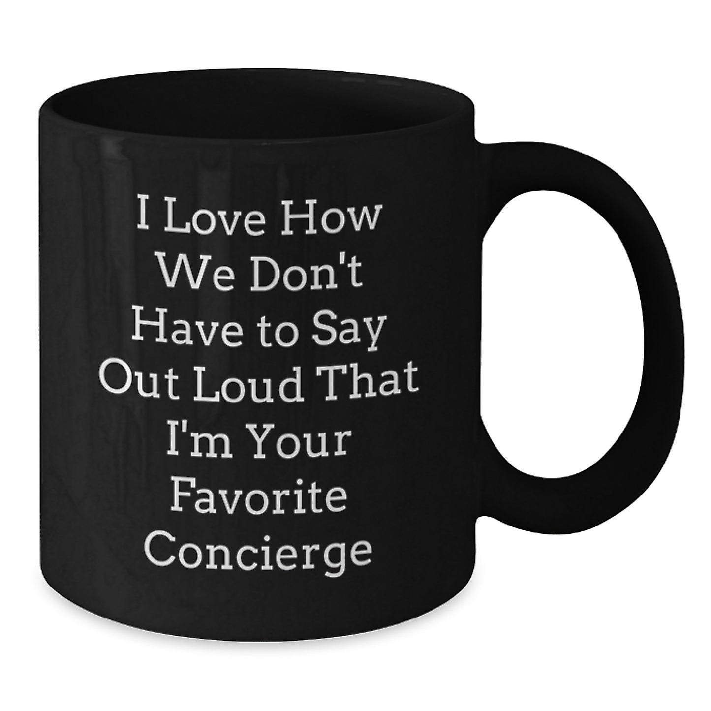 Funny Concierge Gifts from Men to Women or Friends, Unique Black Coffee Mug for Favorite Concierge with Christmas Messages - Additional