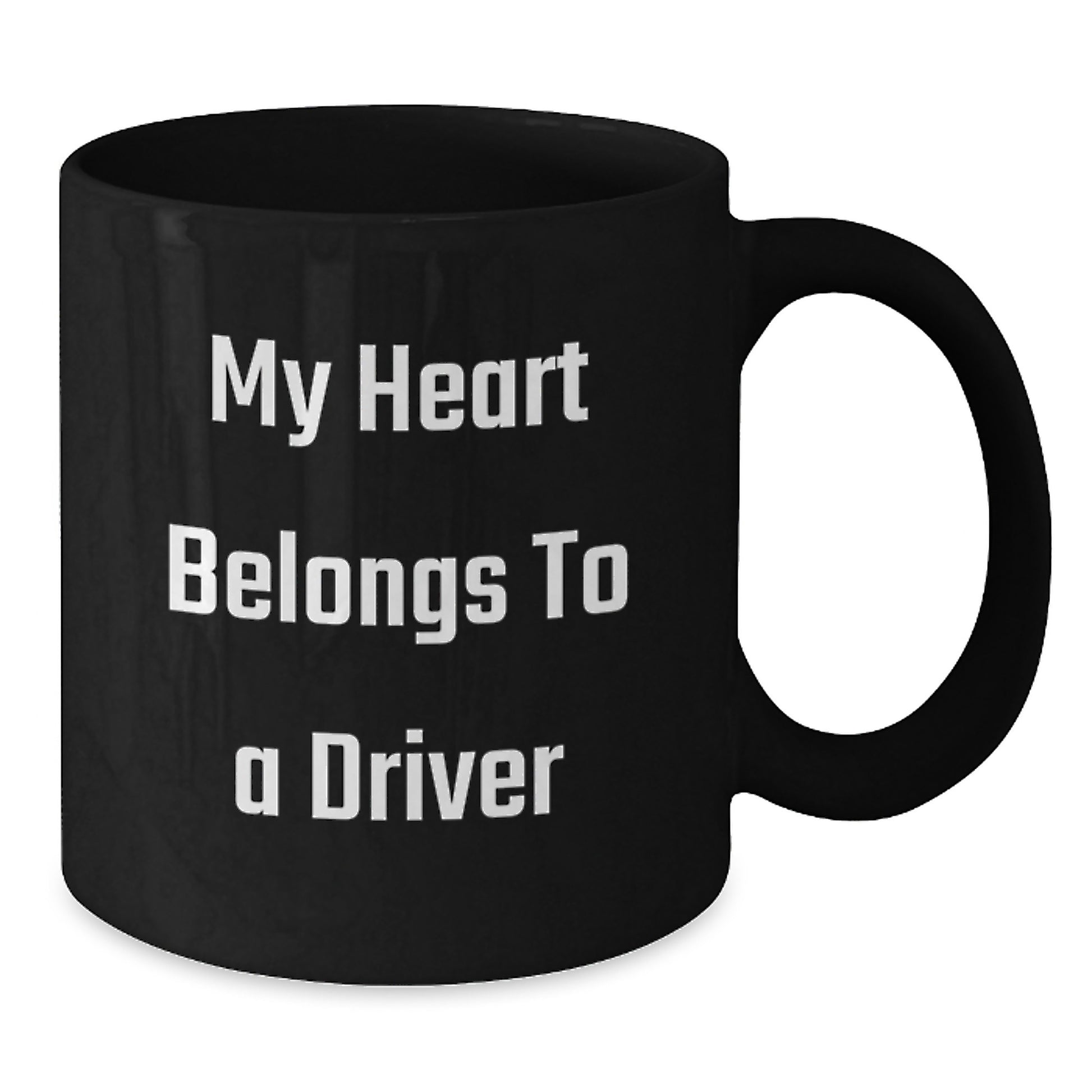 Funny Driver Gifts from Friends, Unique Black Coffee Mug for Graduation, 'My Heart Belongs To A Driver' Quote, 11oz/15oz Capacity, Microwave and Dishwasher Safe Gifts for Men - Additional
