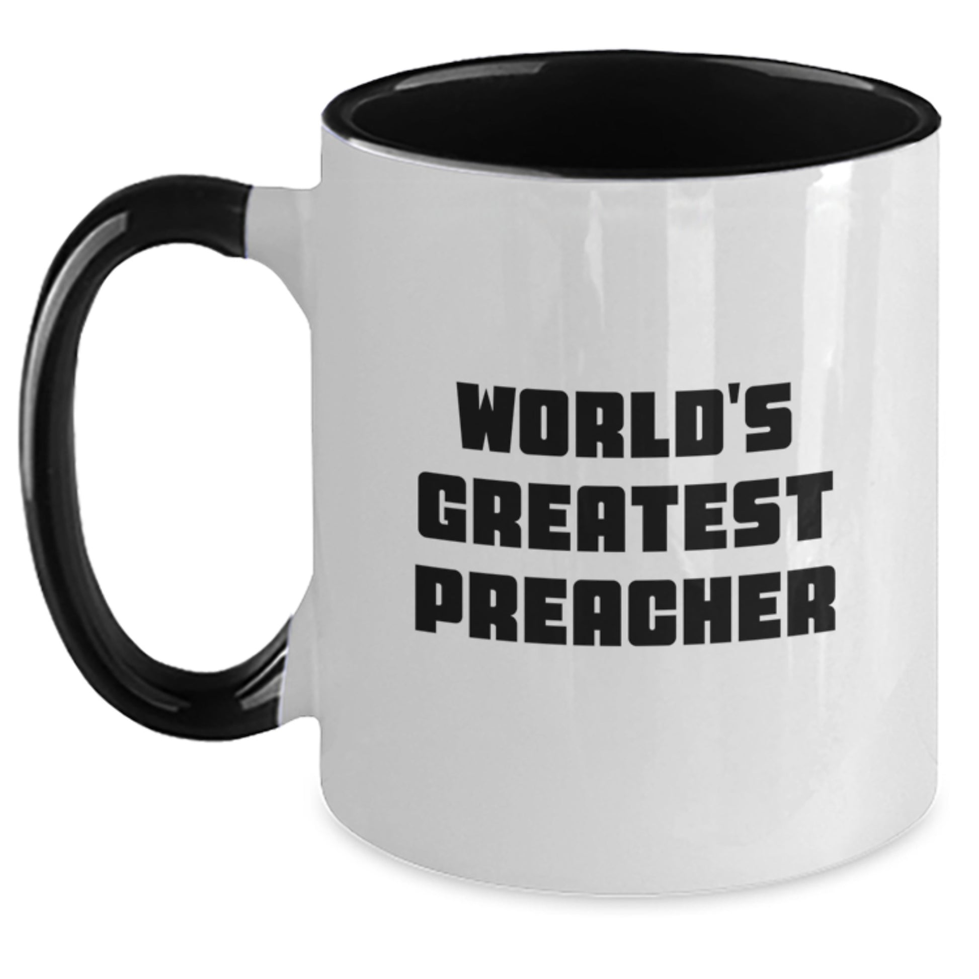 Funny Preacher Gifts for Dad, World's Greatest Preacher Two Tone Coffee Mug, Gifts from Men for Father's Day - Main