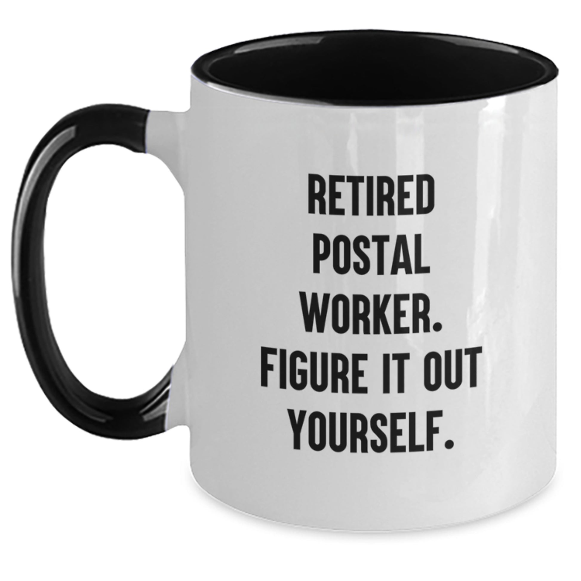 Funny Gifts from Friends for Postal Worker Men - Two Tone Coffee Mug with 'Figure It Out Yourself' Quote, Great Christmas Unique Ideas - Main