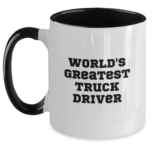 Funny Truck Driver Gifts from Men - World's Greatest Truck Driver Two Tone Coffee Mug for Truck Drivers, Christmas Unique Gifts for Coworkers, Friends - Main