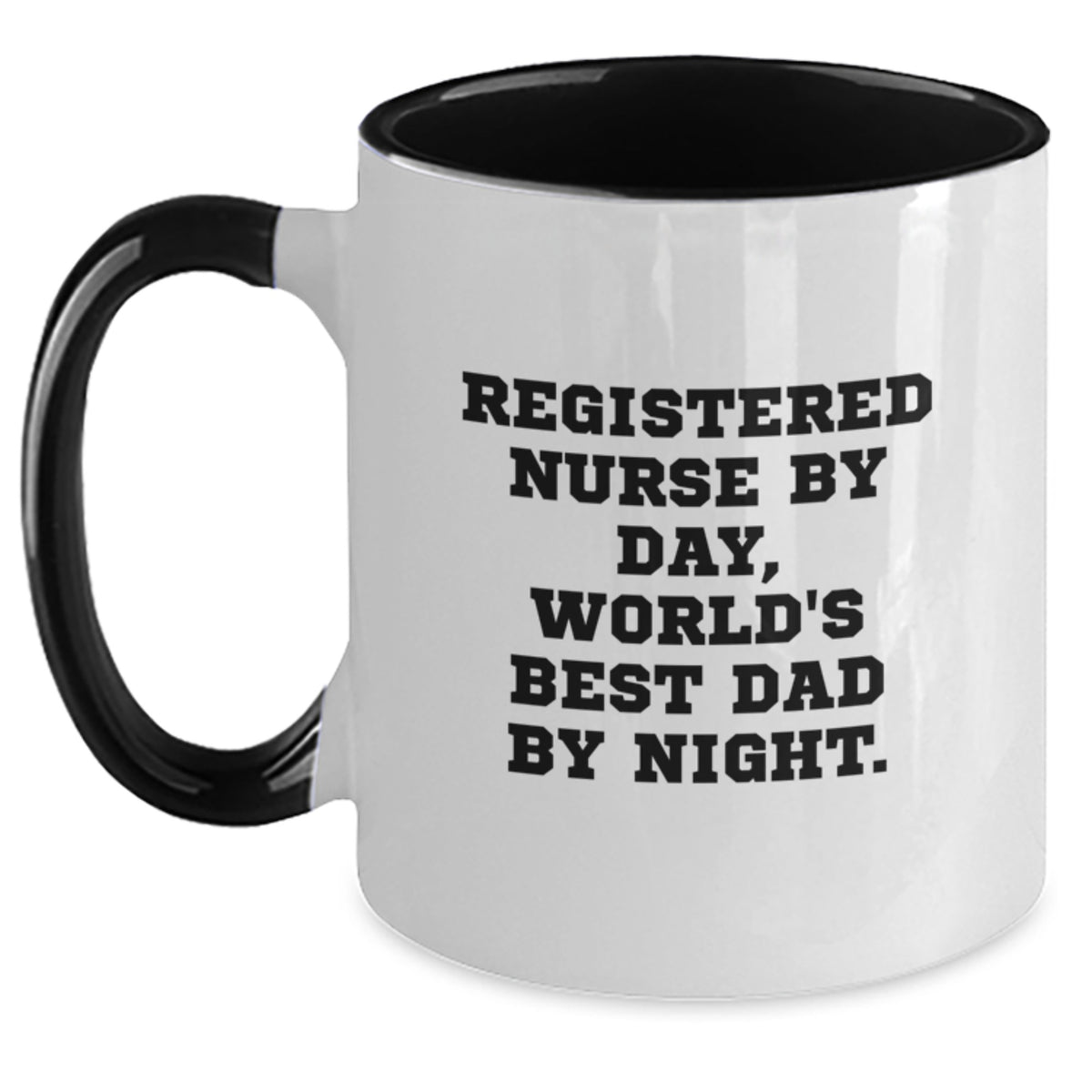 Funny Registered Nurse Gifts from Family, Unique Christmas Unique Gifts for Registered Nurse, Two Tone Coffee Mug, 'Registered Nurse By Day, World's Best Dad By Night' Quote - Main