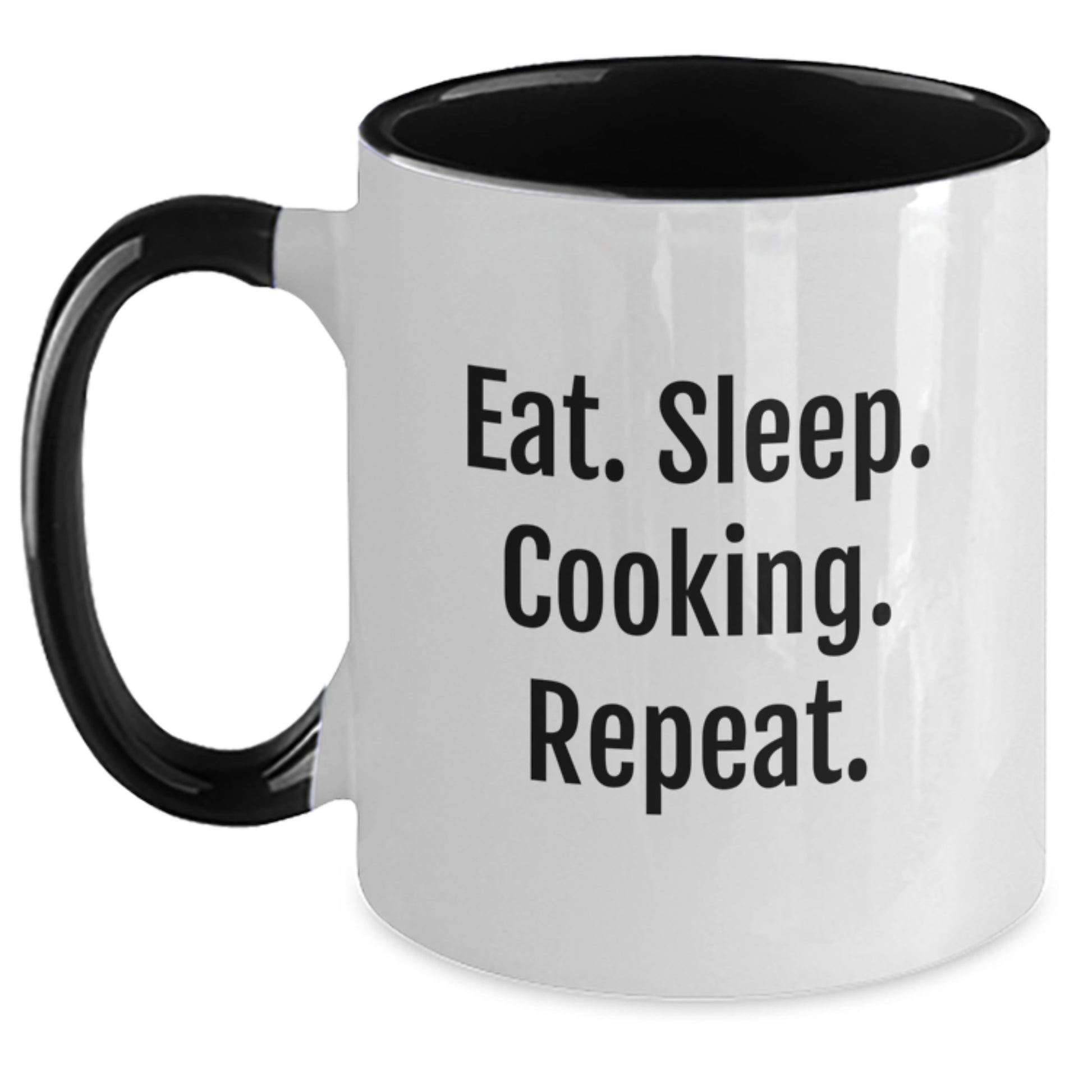 Funny Cooking Gifts from Men, Gifts for Women - Eat. Sleep. Cooking. Repeat. Two Tone Coffee Mug - Christmas Unique Gifts - Main