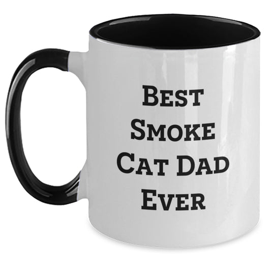 Funny Smoke Cat Dad Ever Gifts from Friends for Birthday Unique Smoke Cat Lovers Two Tone Coffee Mug - Main