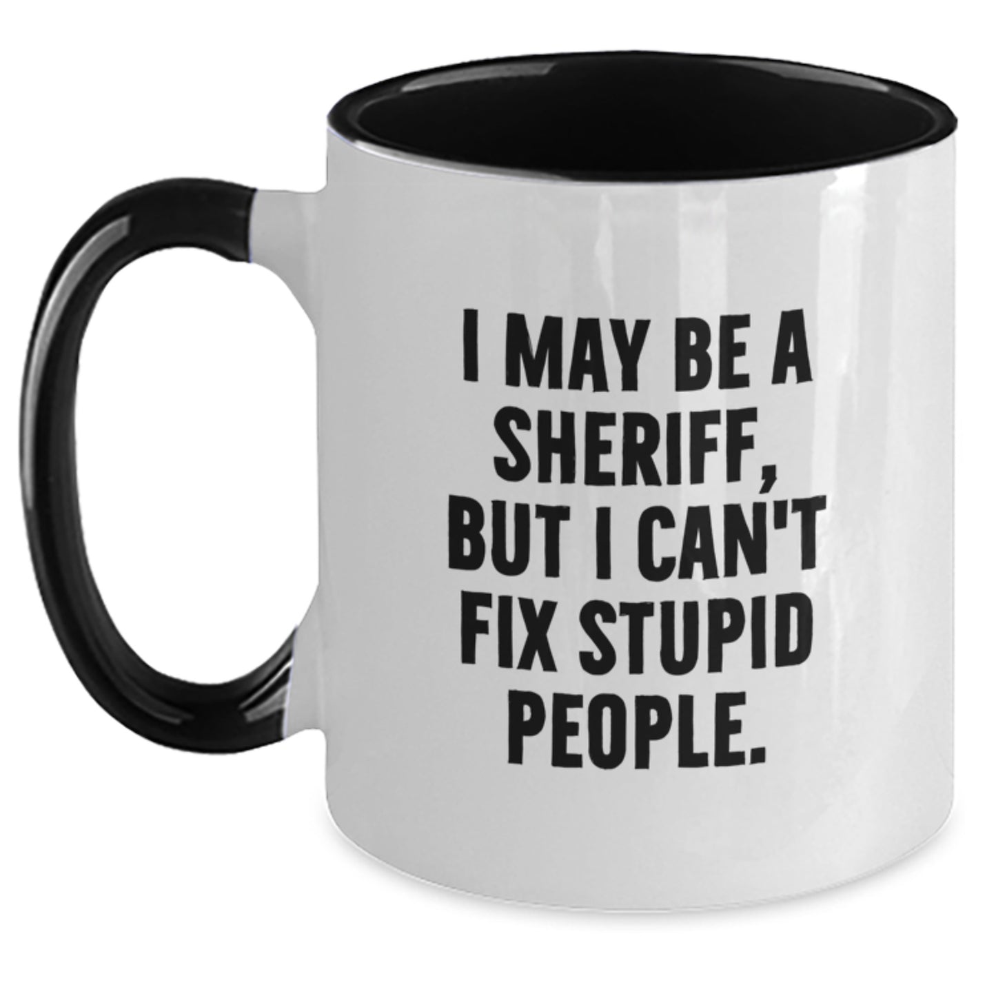 Sheriff Keepsake Two Tone Coffee Mug for Him Birthday Gift Black & White - Main