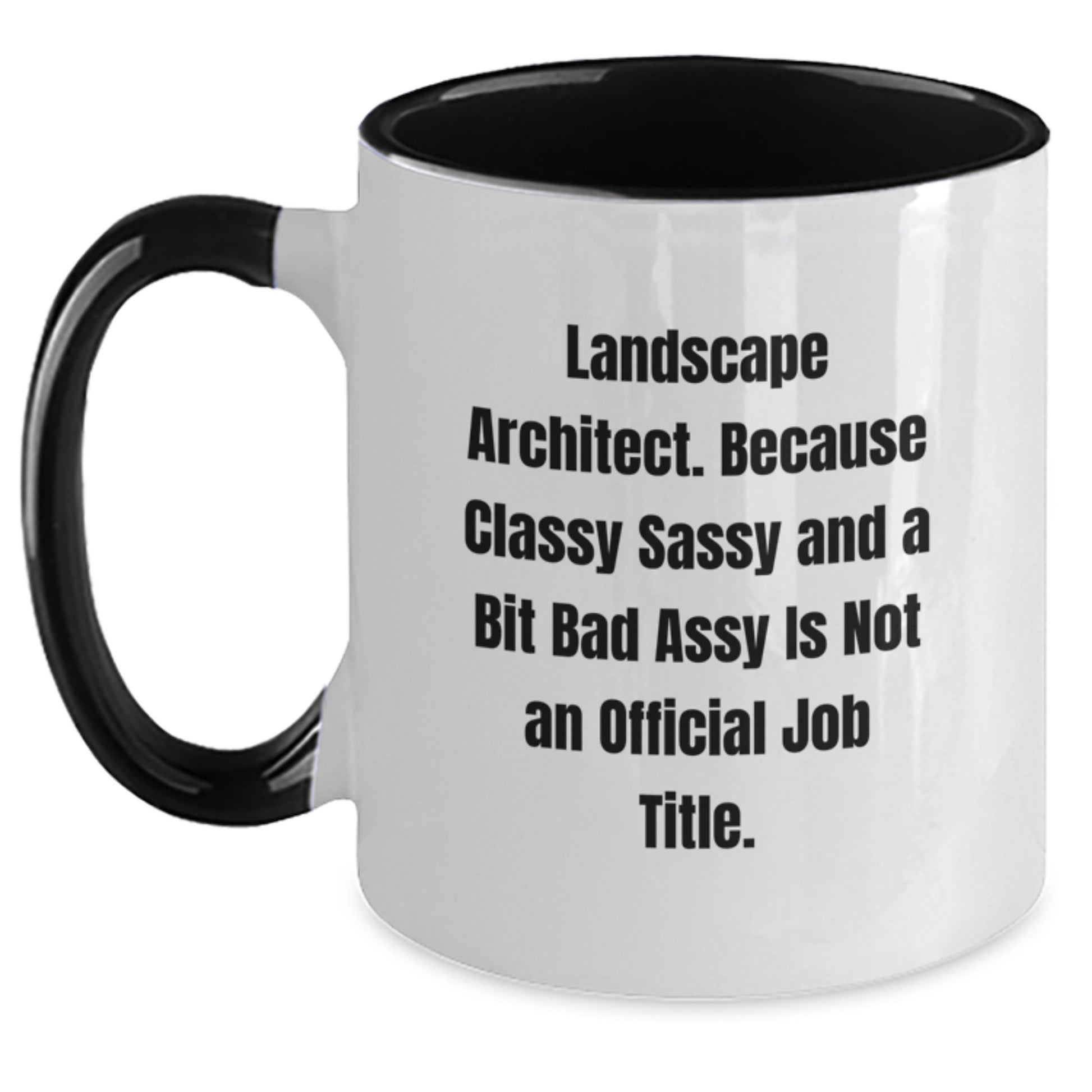 Landscape Architect Funny Gifts from Friends, Unique Graduation Cup for Landscape Architect, Quote: 'Because Classy Sassy And A Bit Fearlessy Is Not An Official Job Title.' - Two Tone Coffee Mug - Main