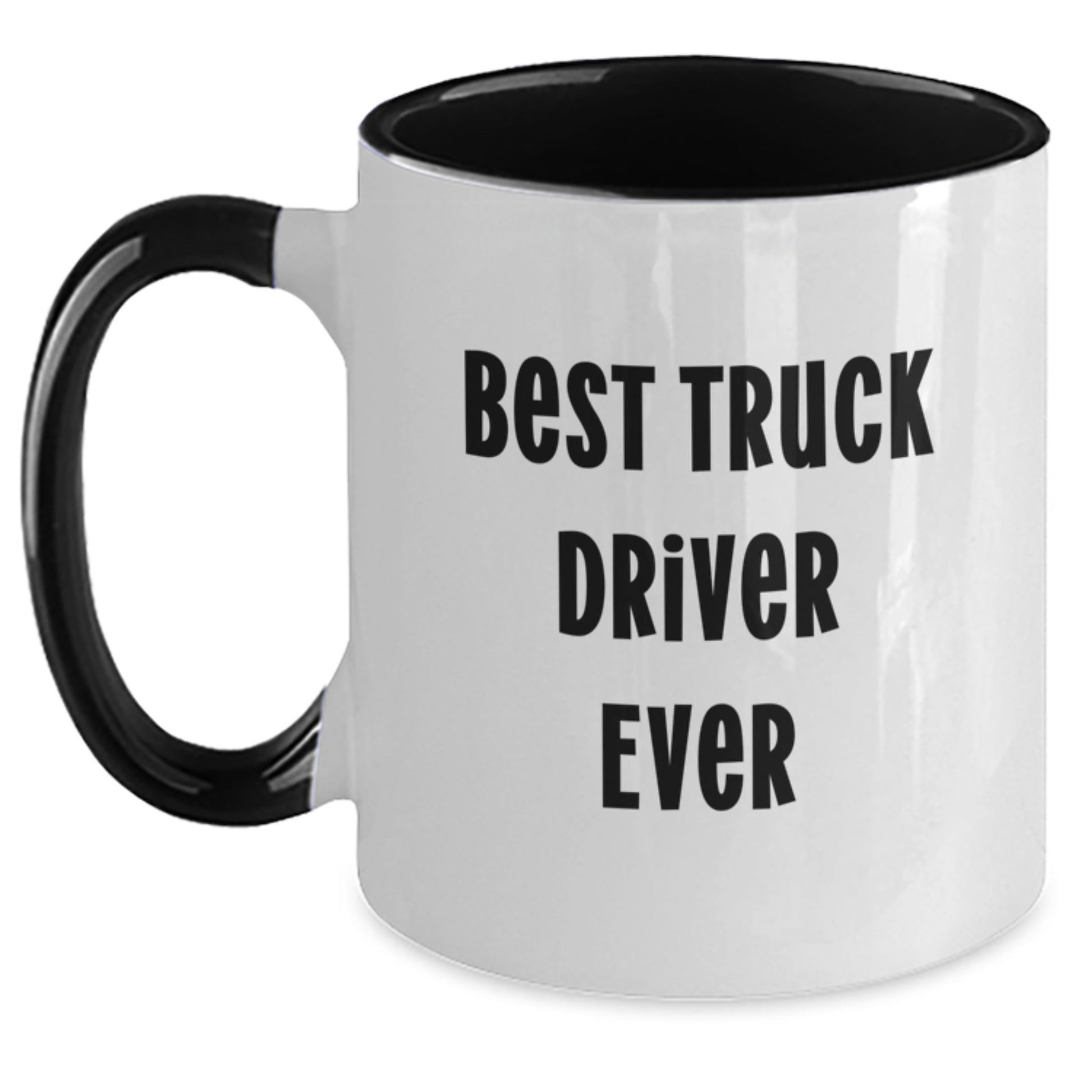 Funny Truck Driver Gifts from Friends Christmas Unique Ideas Two Tone Coffee Mug 'Best Truck Driver Ever' - Main