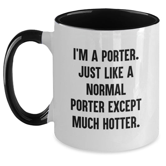 Porter Lover Gifts, Funny Two Tone Coffee Mugs for Porters, Christmas Unique Presents from Friends or Family - Main