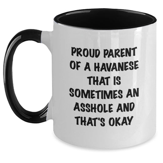 Funny Havanese Dog Gifts for Him - Proud Parent Coffee Mug, Two Tone Mugs for Graduation Unique Gifts from Friends - Main