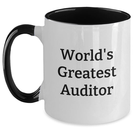 Funny Auditor Gifts for Men, Unique Two Tone Coffee Mugs with 'World's Greatest Auditor' Quote, Birthday Unique Gifts from Friends, Coworkers or Family - Main