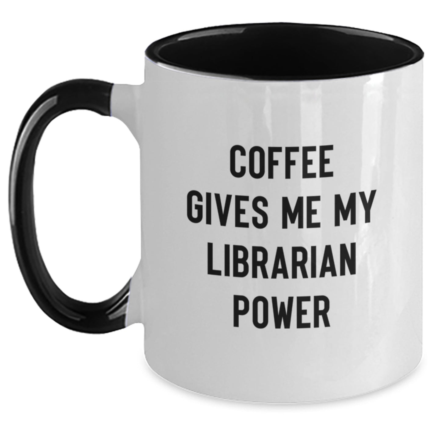 Funny Librarian Gifts from Friends and Family, Gifts for Librarian Men Women, Two Tone Coffee Mug with Coffee Gives Me My Librarian Power Quote, Christmas Unique - Main