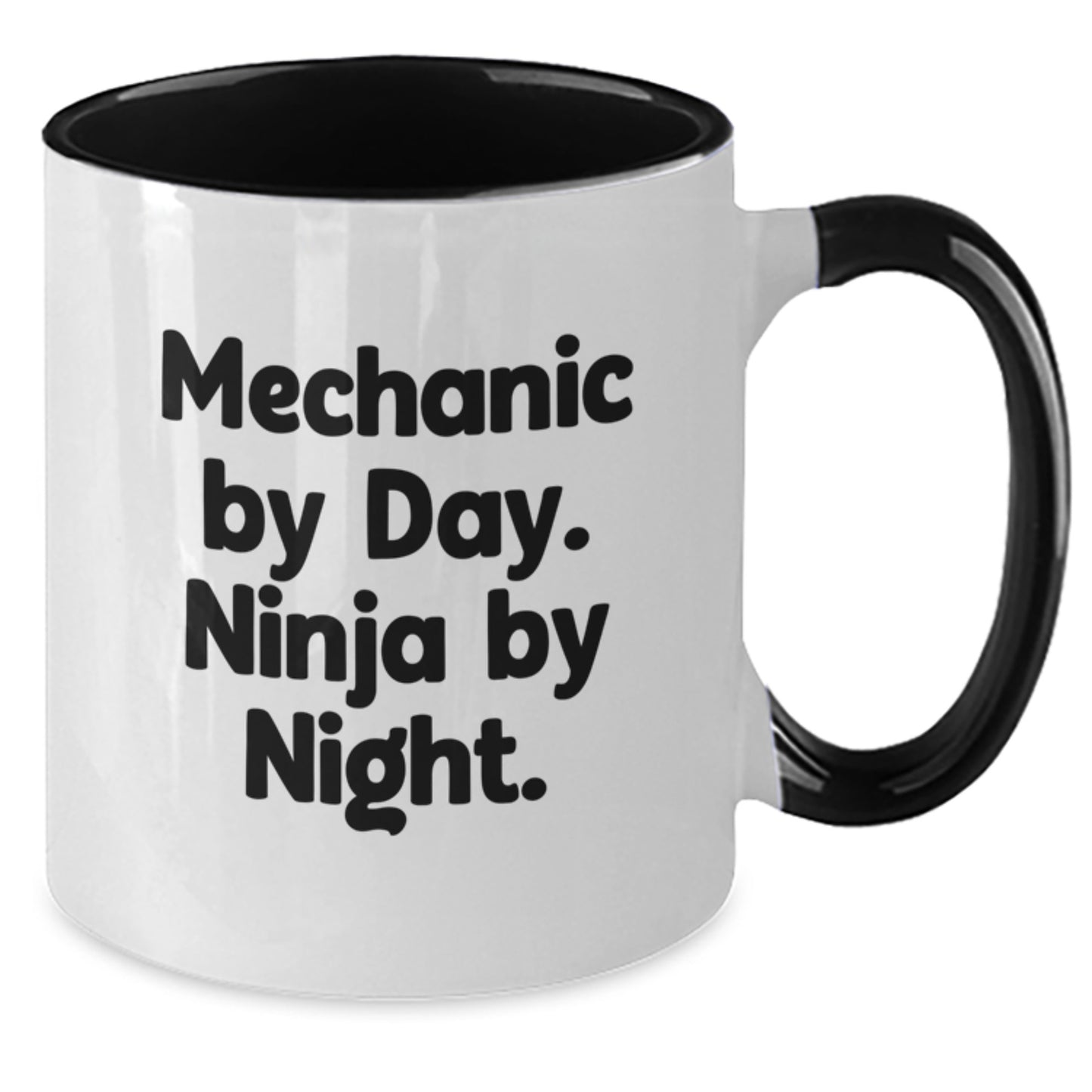 Funny Mechanic Gifts from Women to Men, Two Tone Coffee Mug, 'Mechanic By Day. Ninja By Night.' Christmas Unique Ideas - Additional