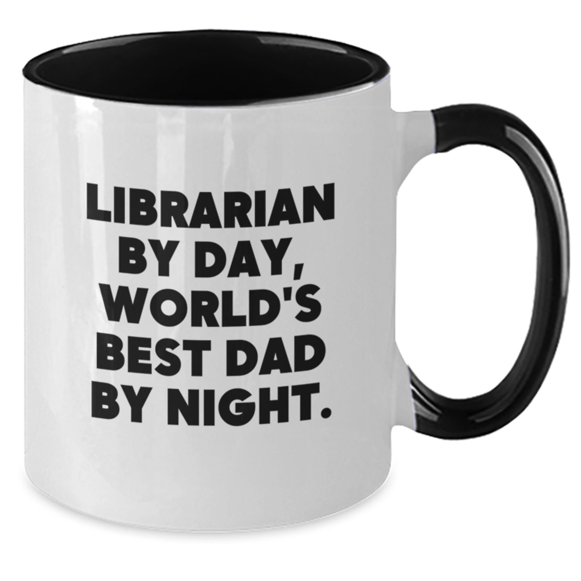 Librarian Gifts from Men - Two Tone Coffee Mug, Librarian By Day, World's Best Dad By Night., Funny Birthday Unique Gift for Librarian, 11oz Microwave Dishwasher Safe - Additional