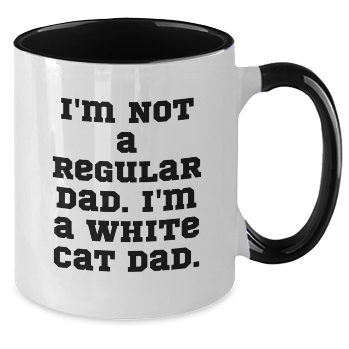 Funny White Cat Dad Gifts from Family to Men, Unique Christmas Unique Gifts for White Cat Enthusiasts, Two Tone Coffee Mug - Additional