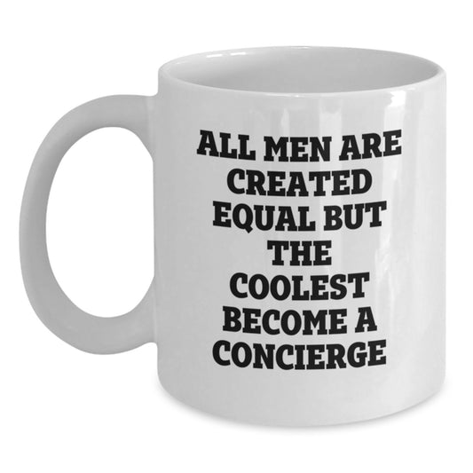 Funny Concierge Gifts from Men for Friends - White Coffee Mug - Unique Christmas Memorable Presents - Main