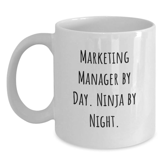 Funny Marketing Manager Gifts for Him, White Coffee Mug for Colleagues Christmas Unique Gifts from Friends to Family - Main