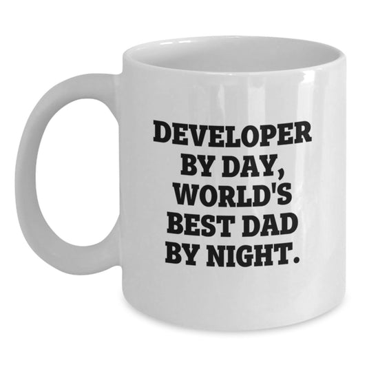 Developer Gifts, Funny Quote, White Coffee Mug for Men, Unique Christmas Unique Gifts from Dad - Main