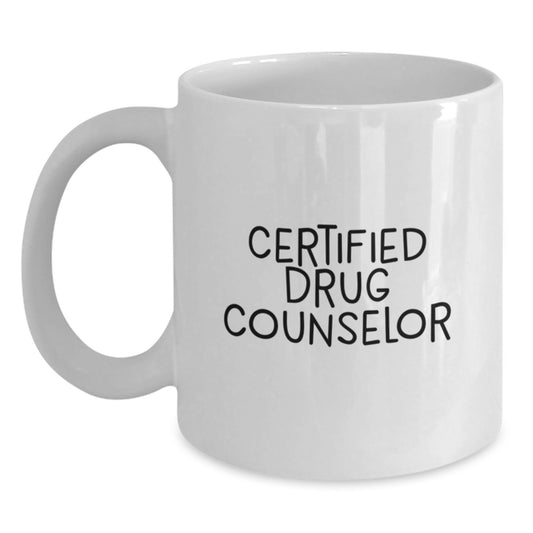 Funny Certified Drug Counselor Gifts for Christmas - White Coffee Mug, Gifts from Friends to Family - Main