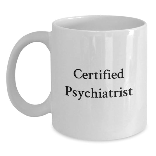Funny Certified Psychiatrist Gifts from Friends for Birthday Unique White Coffee Mugs, 'Life is a Puzzle, and I'm a Psychiatrist' Quote, 11oz or 15oz Capacity, Microwave and Dishwasher Safe - Main