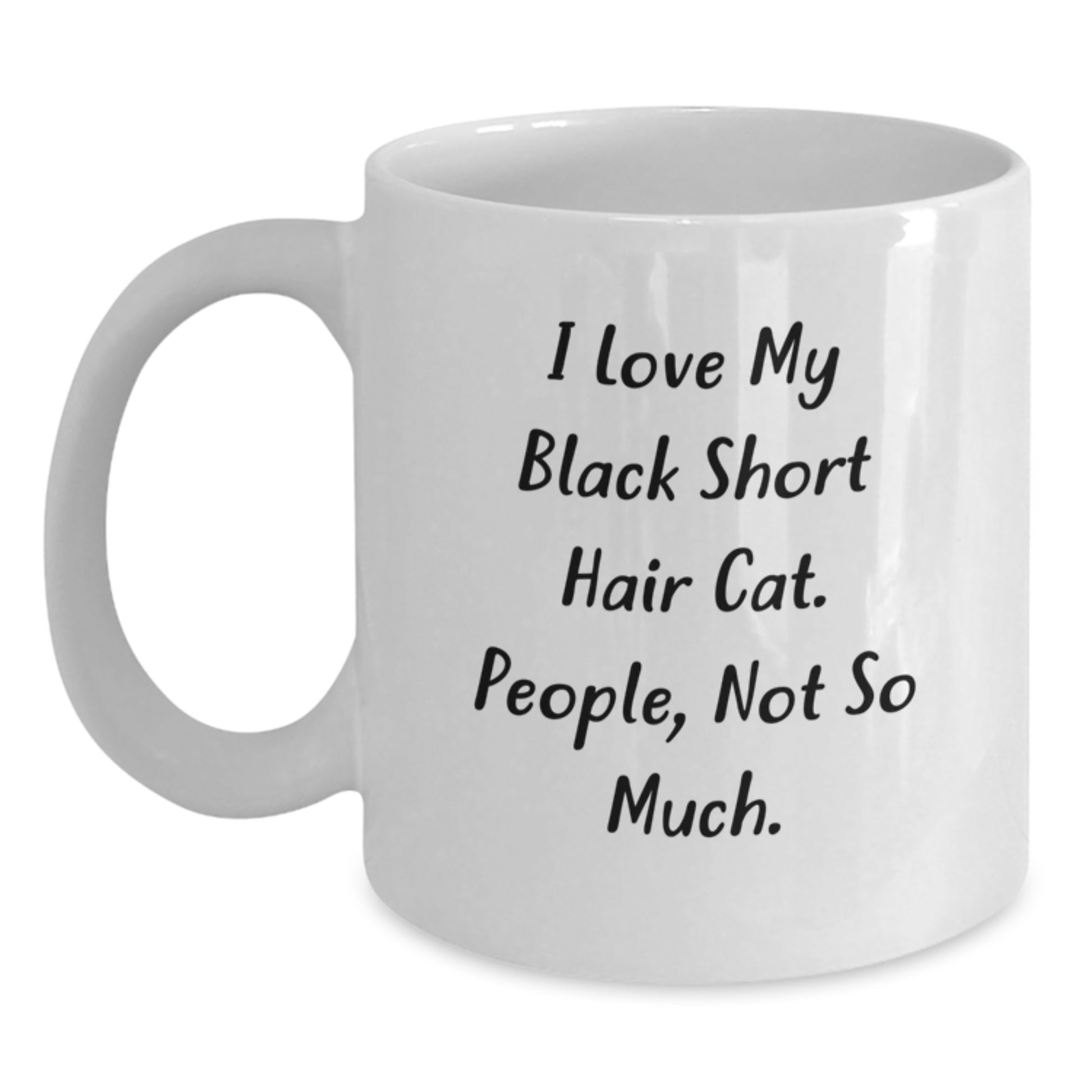 Black Short Hair Cat Lover Funny White Coffee Mug Gifts from Men to Family at Christmas - Main
